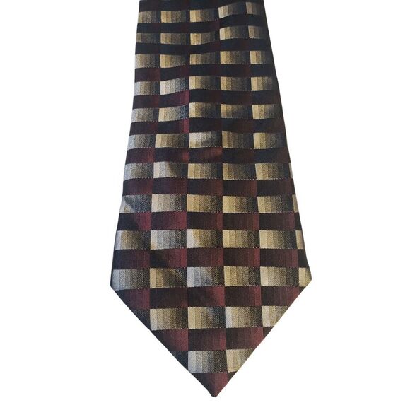 Joseph & Feiss Mens‎ Tie Necktie Designer Luxury Black Gray Burgundy Geometric - Picture 1 of 12